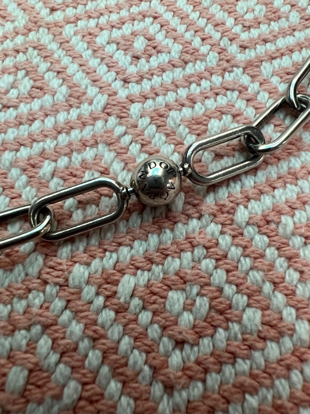 Pandora Paper Clip Link Bracelet with 2 Mini Crystal Charms - Picture 6 of 7
